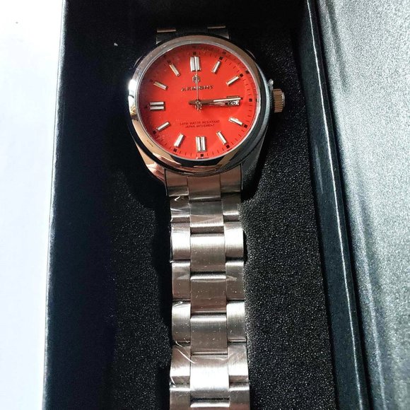 New AKNIGHT Watch Orange Dial Analog Quartz  Stainless Steel Waterproof … - Picture 6 of 9